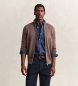 Gant Cardigan in cotone con zip marrone
