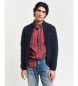 Gant Cardigan en laine de mouton trs fine avec fermeture  glissire marine