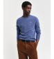 Gant Pull en laine d'agneau extra fine avec col rond bleu