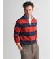 Gant Rood gestreept chambray poloshirt