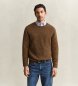 Gant Trui met ronde hals, wolmix met alpaca, bruin