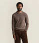 Gant Trui met ronde hals in wolmix met taupe noppen