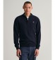 Gant Sehr feiner Pullover aus Schafwolle mit marinefarbenem Halbreißverschluss