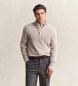 Gant Katoenen trui met halve rits en beige textuur