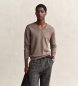 Gant Katoenen trui met V-hals in taupe