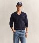 Gant Katoenen trui met V-hals, marineblauw