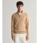 Gant Pull en coton demi-zip décontracté beige