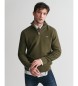 Gant Cotton jersey with half zip and green microtexture