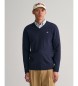 Gant V-neck pullover in very fine navy sheep wool