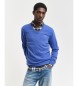 Gant V-neck pullover in very fine blue sheep's wool