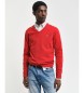 Gant V-neck jumper in very fine sheep's wool red