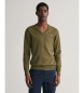 Gant Pullover mit V-Ausschnitt aus klassischer grüner Baumwolle