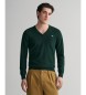 Gant Classic Green V-ringad bomullspullover med V-ringad hals