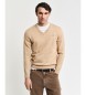 Gant Klassisk V-hals-pullover i beige bomuld