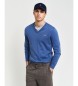 Gant Pull à col en V en coton bleu classique