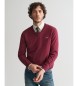 Gant Pull classique en coton marron à col en V