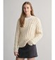 Gant Maglione con scollo a V lavorato a trecce White Shield Teens