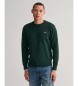 Gant Klasični pulover z vratom za posadko zelene barve