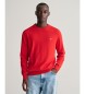 Gant Klasični rdeči bombažni pulover z vratom