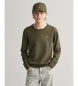 Gant Shield Teens klassischer Rundhals-Pullover aus Baumwolle grün