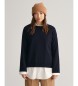 Gant Pull  col rond en laine de mouton trs fine de couleur marine