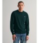 Gant Round-neck jumper in very fine green sheep's wool