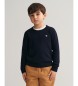 Gant Sweter z owczej wełny z okrągłym dekoltem Shield Kids navy