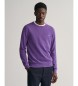 Gant Bombažni pulover z vratom iz pique bombaža v lila barvi