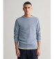 Gant Modri bombažni pulover z vratom iz pika
