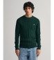 Gant Pleten pulover z okroglim vratom in osmicami zelene barve