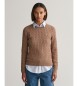 Gant Pull tricoté en coton marron Eights