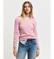 Gant Pink stretch cotton ribbed crew neck jumper, ribbed knitted, with eights