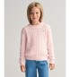 Gant Ščit roza pleten pulover z osmicami