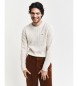 Gant Round-necked jumper in white sheep's wool, knitted with eights