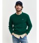Gant Round neck jumper in green sheep's wool with eights knitted fabric