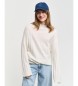 Gant Wool Pullover With Straight Neck And Wide Ribbed Collar white