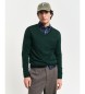 Gant Pull en laine mérinos extra fine avec col en V vert