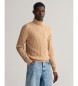 Gant Beige Cotton Eights Knitted Pullover With Swan Collar