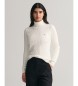 Gant Eights Knitted Pullover With Swan Neck In White Stretch Cotton