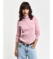 Gant Pink ribbed cotton knitted jumper with a pink ribbed knitted cowl neck