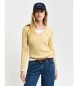 Gant Pull en coton stretch jaune  col en V Pull en tricot  col en V en coton stretch jaune