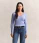Gant Maglione in maglia a trecce scollo a V blu