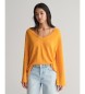Gant Linen-blend pullover with yellow v-neck collar