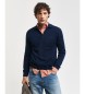 Gant Navy extra fine merino wool polo shirt