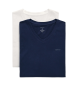 Gant Zweierpack Navy T-Shirts mit V-Ausschnitt, weiß