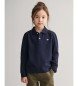 Gant Shield marineblaues Langarm-Piqu-Poloshirt