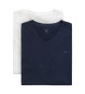 Gant Conjunto de 2 t-shirts com decote em V azul-marinho, branco