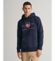Gant Felpa con cappuccio con scudo d'archivio blu scuro
