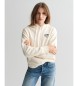 Gant Sweater met capuchon en klein beige motief