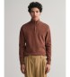 Gant Sacker Rib sweatshirt med halv lynls rdbrun